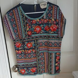 Savanna Jane Vibrant Floral Patchwork Blouse